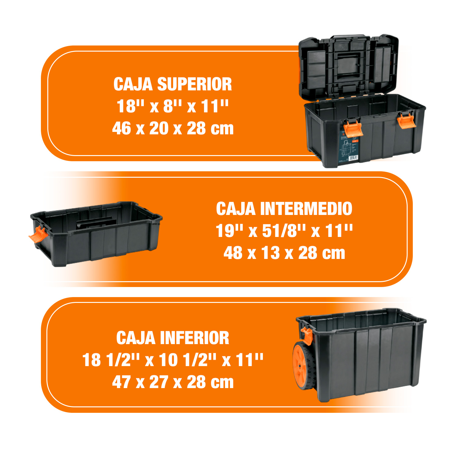 Organizadore De Herramientas 19» X 25» 3 En 1 Ruedas 53l - Imagen 4