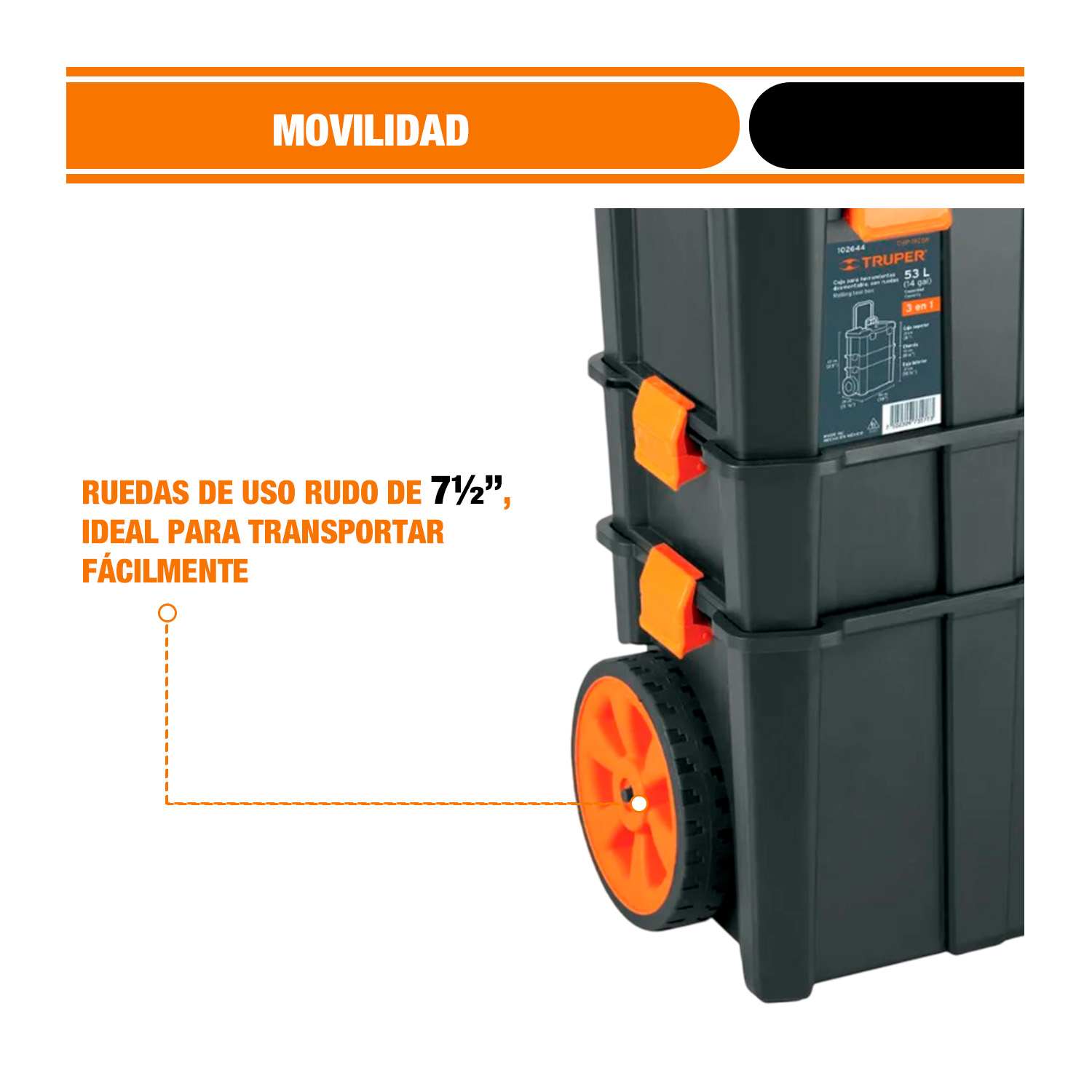 Organizadore De Herramientas 19» X 25» 3 En 1 Ruedas 53l - Imagen 8