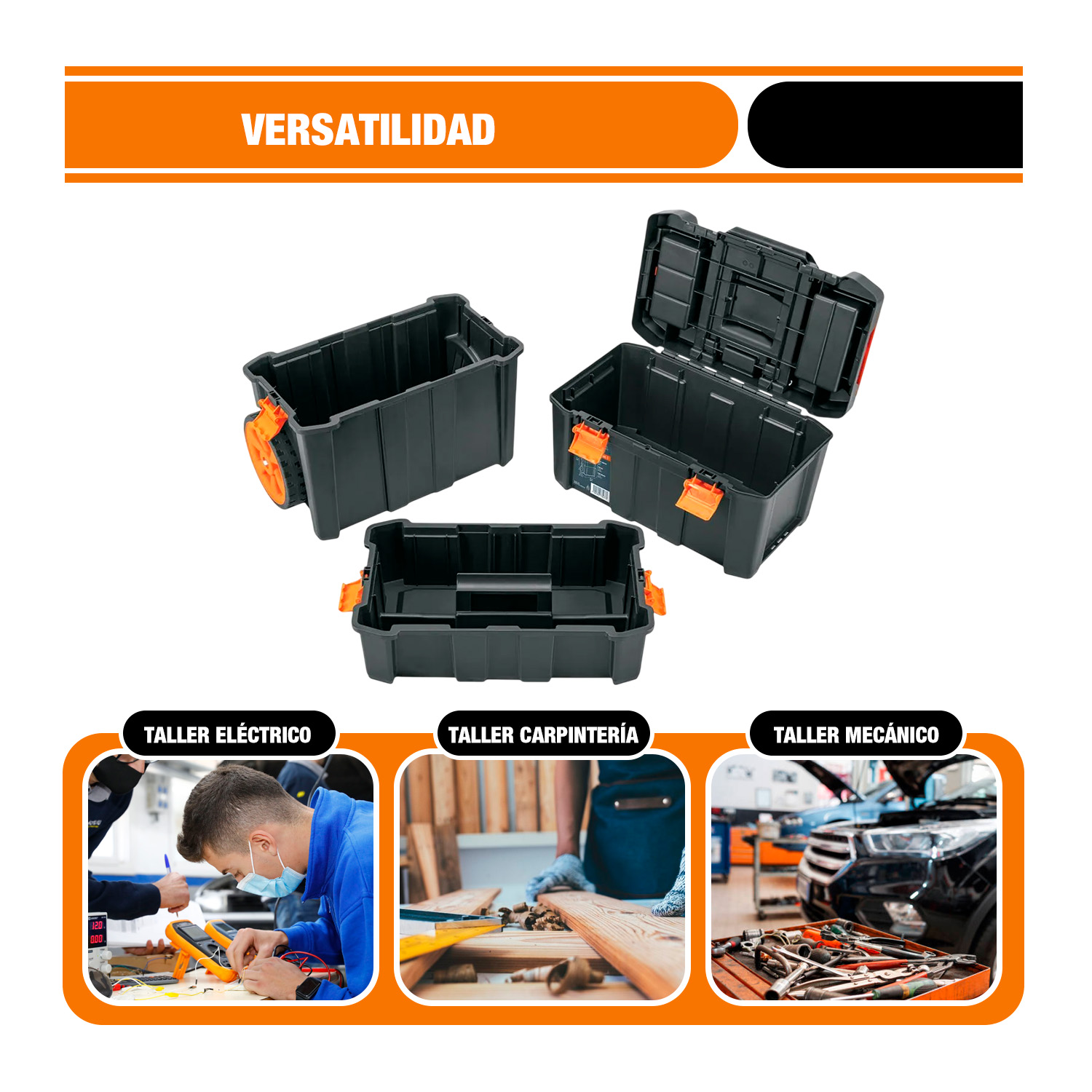 Organizadore De Herramientas 19» X 25» 3 En 1 Ruedas 53l - Imagen 9