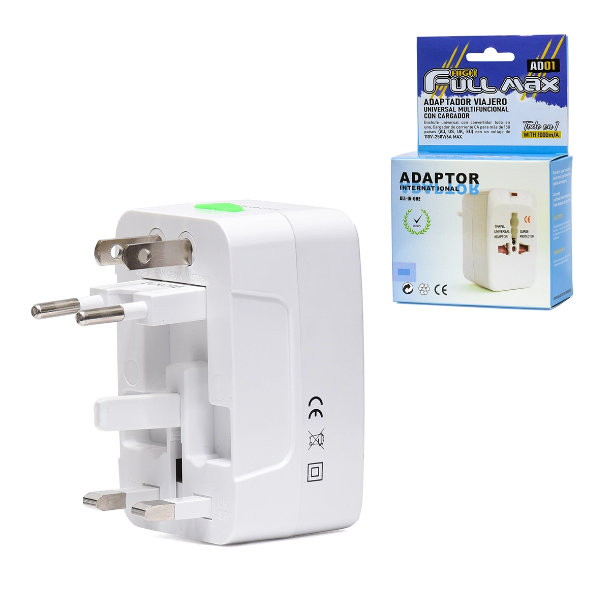 Adaptador Viajero Multipropósito High Full Max ZZ-AD01: ¡Conéctate en Todo el Mundo!