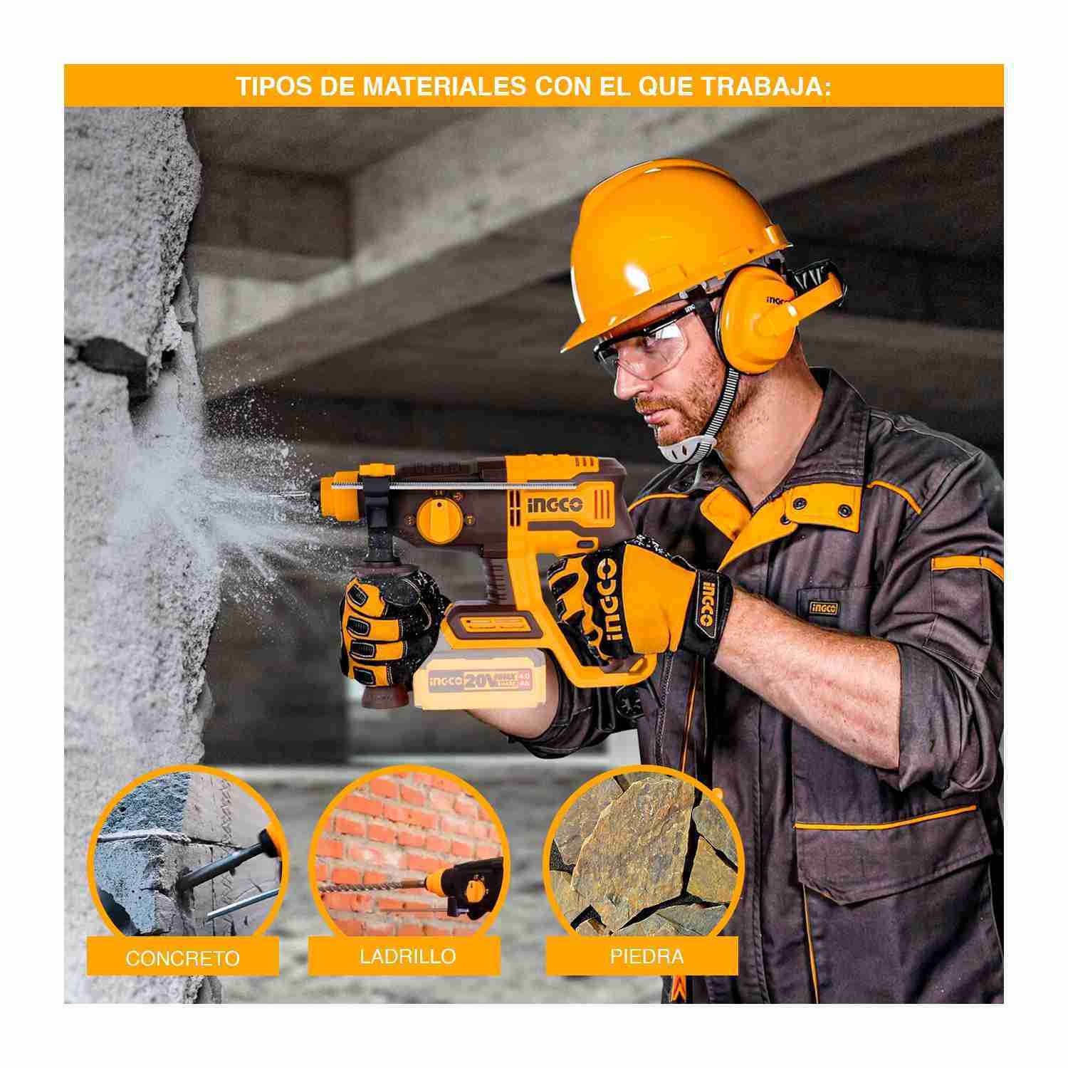 Rotomartillo 20v Sds Plus 2 Joule Demoledora Brushless Ingco - Imagen 8