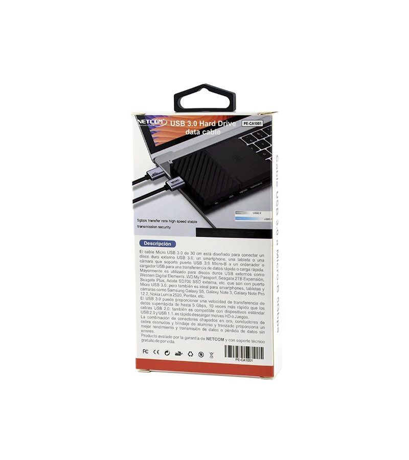 Cable Micro USB a USB 3.0 Netcom PE-CA1001 | Transferencia de Datos Ultrarrápida - Imagen 5