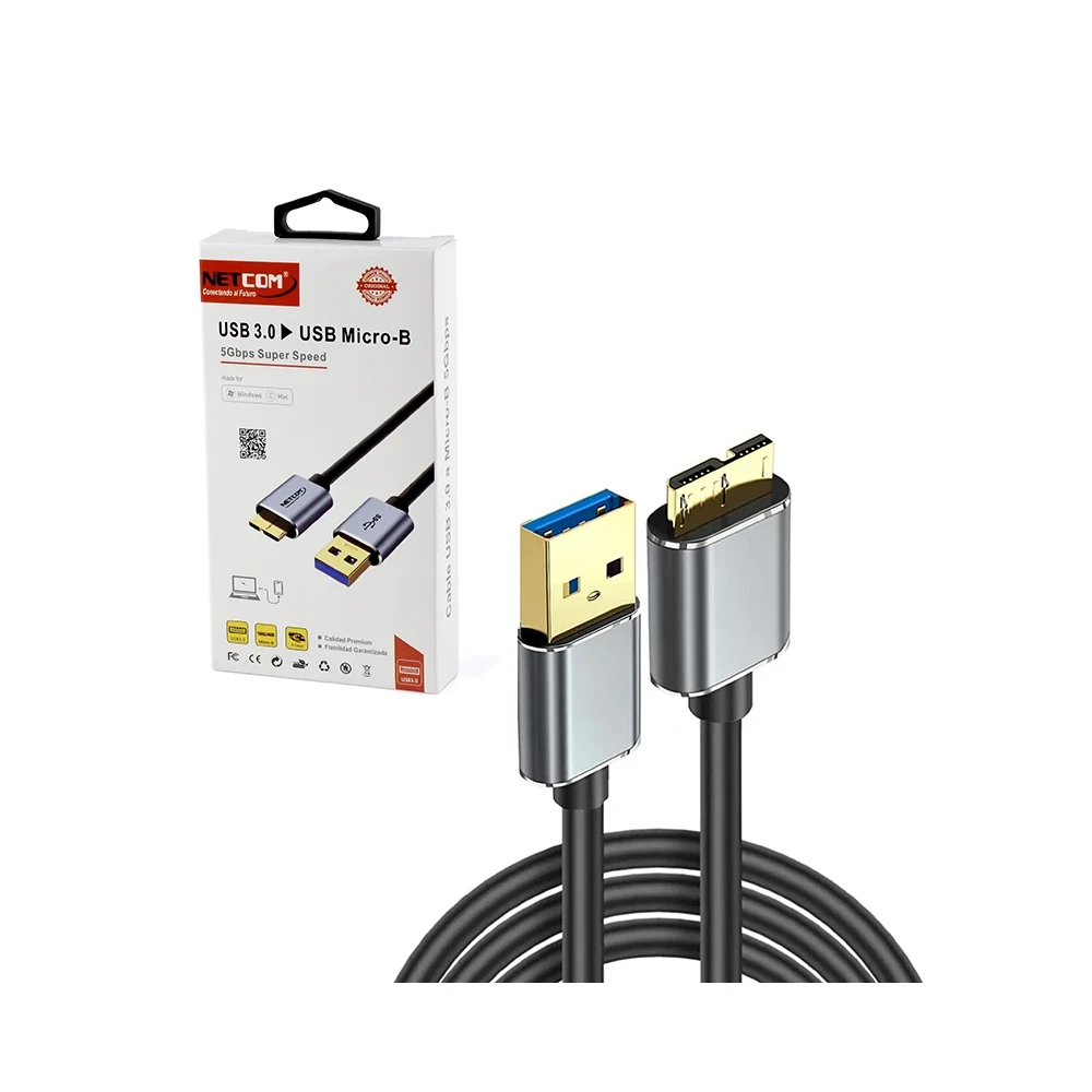 Cable Micro USB a USB 3.0 Netcom PE-CA1001 | Transferencia de Datos Ultrarrápida
