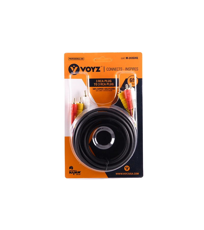 Cable RCA 3×3 de 1.8m Voyz M-243GHQ | Audio y Video de Alta Calidad | Conexión Versátil - Imagen 2
