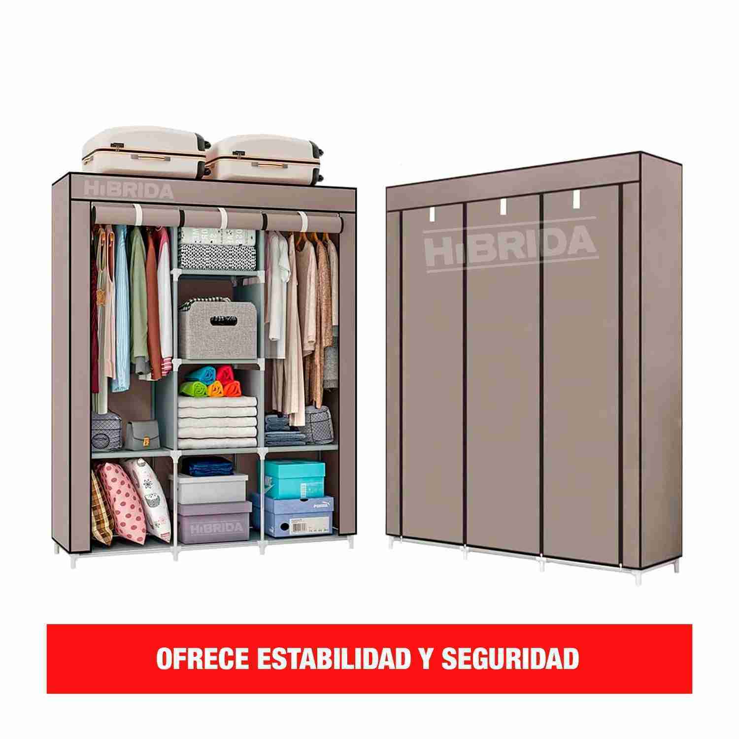 ROPERO ARMABLE X2 TELA CLOSET GRANDE CON DIVISIONES ARMARIO – H-1-ROPERO X 2 - Imagen 9