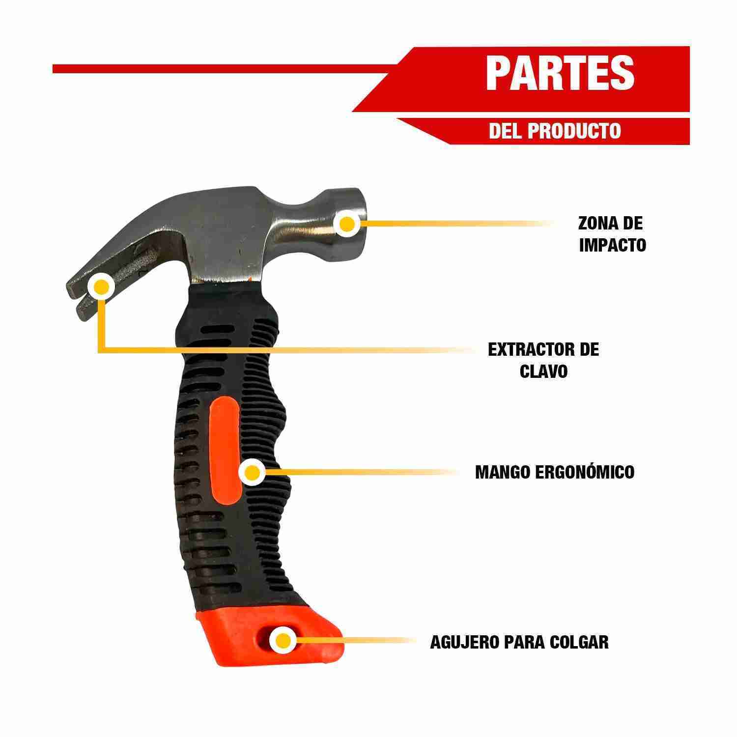 Mini Martillo De Acero con Mango Ergonómico De 16cm – Mini-M - Imagen 6