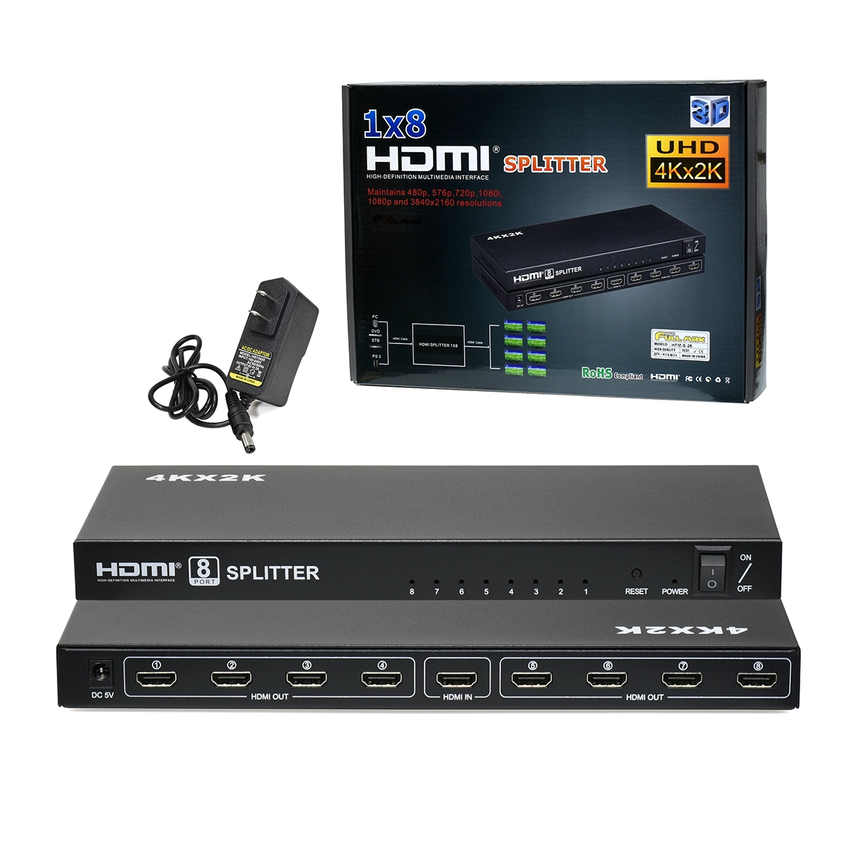Splitter HDMI 1×8 4Kx2K High Full Max HFM-S-26: ¡Multiplica tu Señal HDMI a 8 Pantallas!