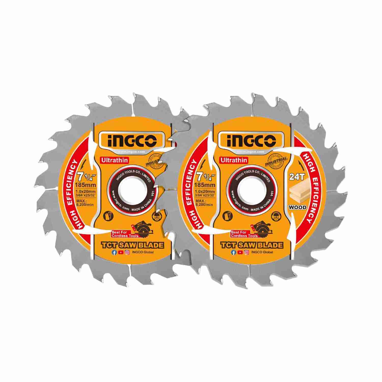SET HOJAS DE SIERRA TCT ULTRAFINAS 2PZS INGCO CARPINTERÍA