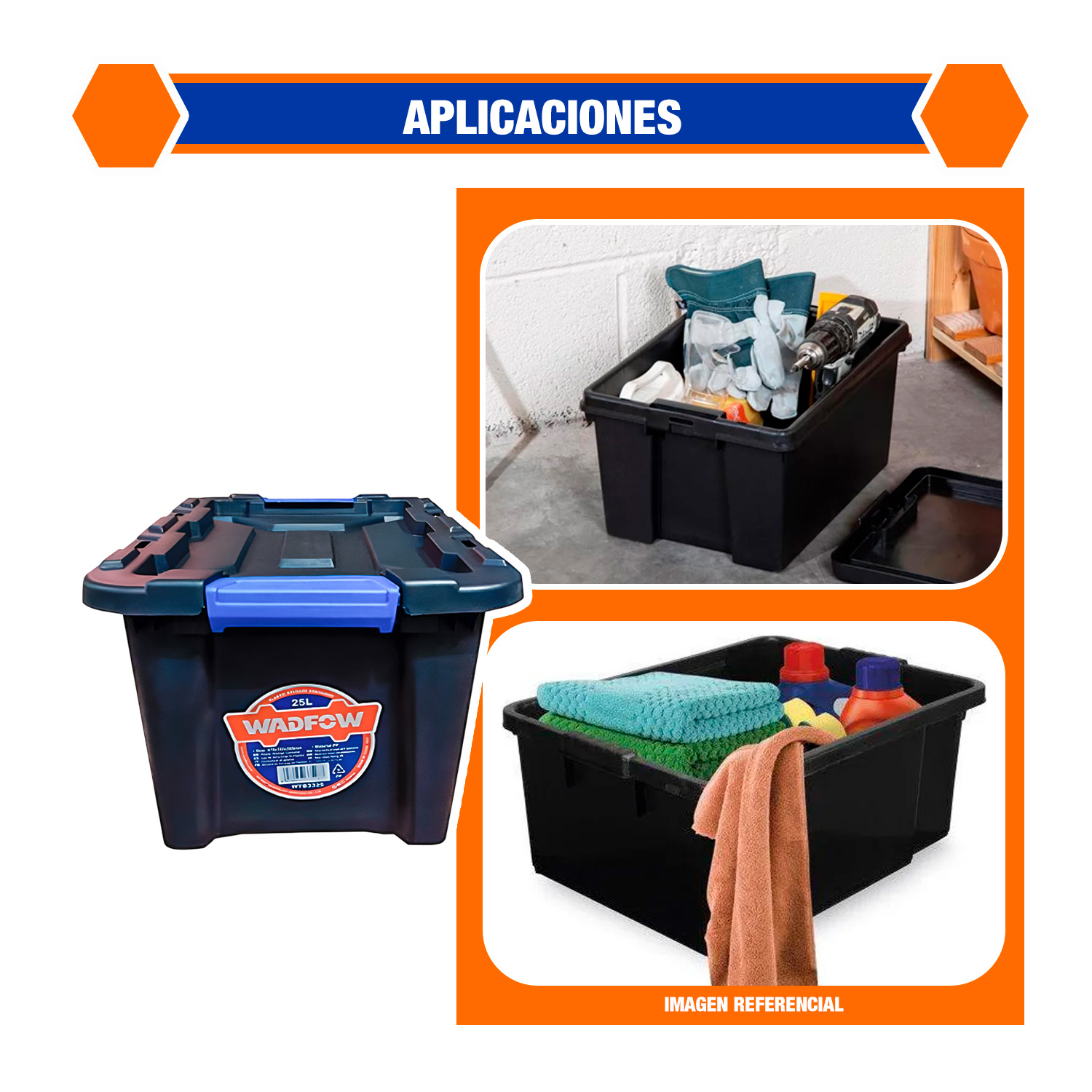 Caja Contenedor Apilable 25l Plástico Pp Wadfow – Wtb3325 - Imagen 5