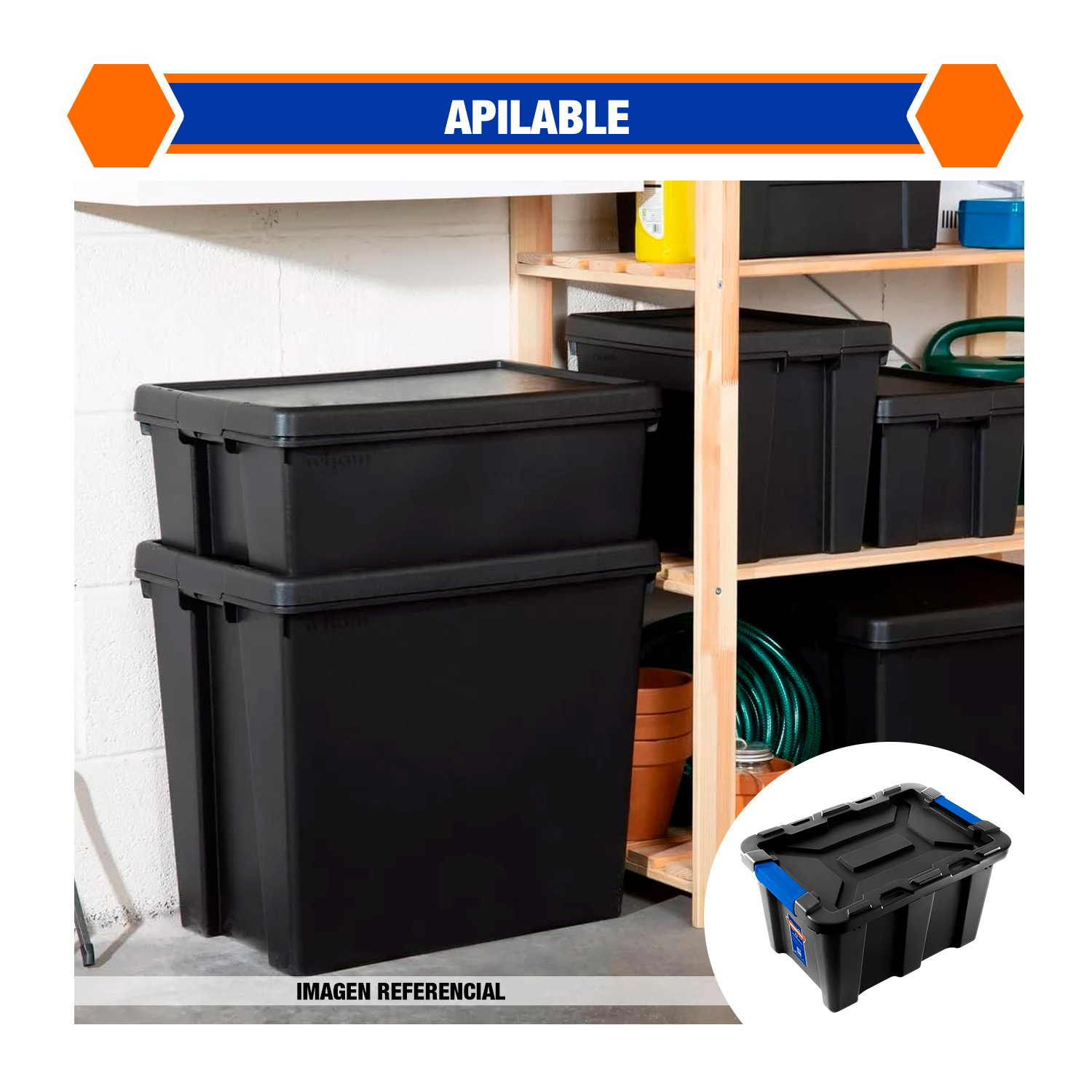Caja Contenedor Apilable 25l Plástico Pp Wadfow – Wtb3325 - Imagen 6